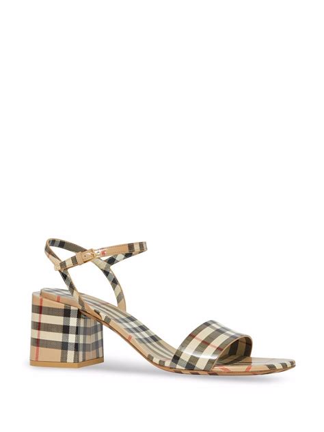 burberry vintage check and patent leather sandals|burberry furley sandals.